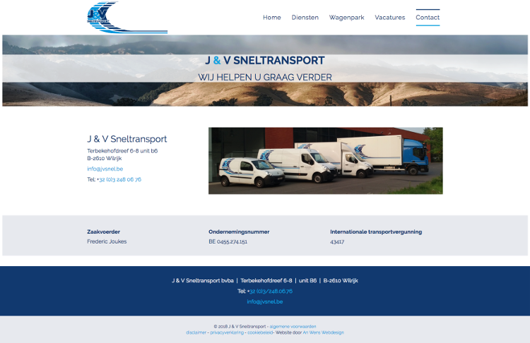 An Wens Webdesign J V Sneltransport